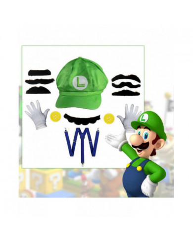 Super Mario Bros Cosplay accessoires dôme coton casquettes gants moustache avec bretelle Halloween Party Cosplay prop