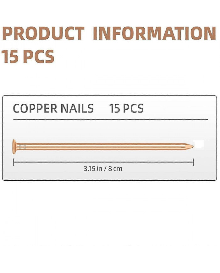 15 clous en cuivre pour tuer la racine de souche des arbres, clous en cuivre pur de 3,14 pouces de long avec [...]