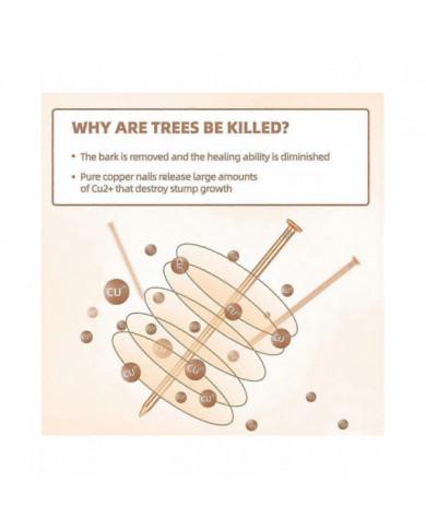 15 clous en cuivre pour tuer la racine de souche des arbres, clous en cuivre pur de 3,14 pouces de long avec [...]