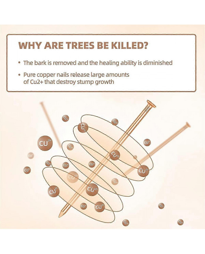 15 clous en cuivre pour tuer la racine de souche des arbres, clous en cuivre pur de 3,14 pouces de long avec [...]