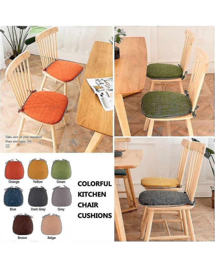 Ensemble de 4 coussins de chaise de salle à manger - Coussins de siège antidérapants en forme de U avec attaches, [...]