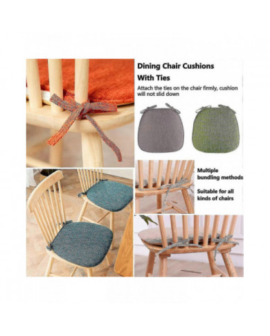 Ensemble de 4 coussins de chaise de salle à manger - Coussins de siège antidérapants en forme de U avec attaches, [...]