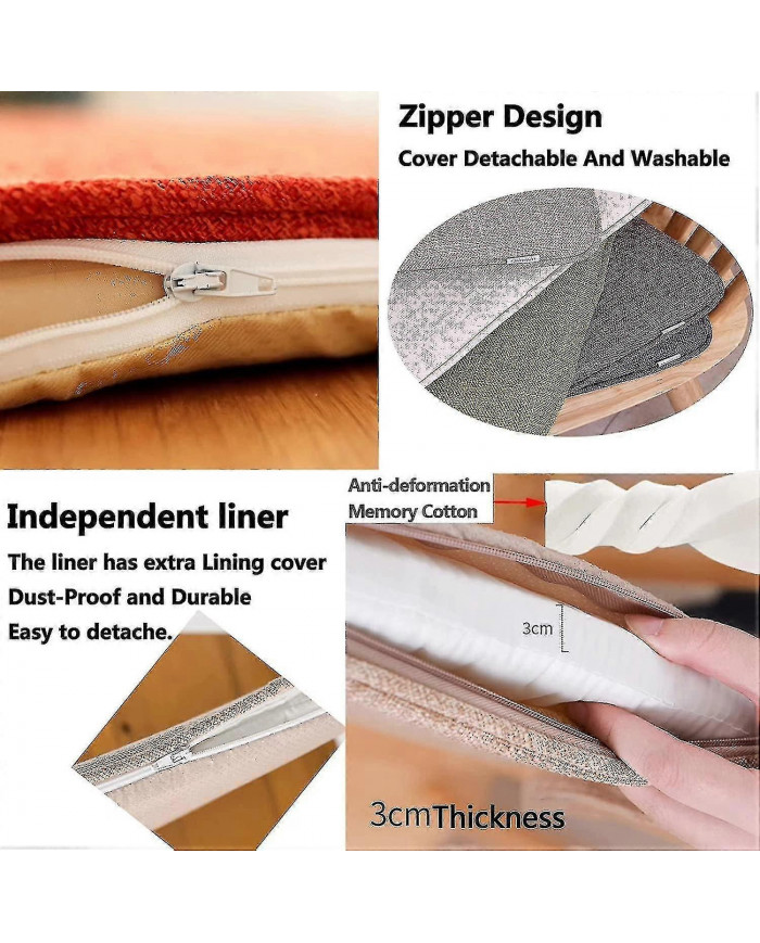 Ensemble de 4 coussins de chaise de salle à manger - Coussins de siège antidérapants en forme de U avec attaches, [...]