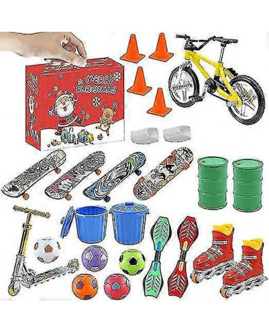 Mini Finger Skateboard Calendrier de l’Avent 24 jours Noël avec planche colorée pour enfants adolescents adultes