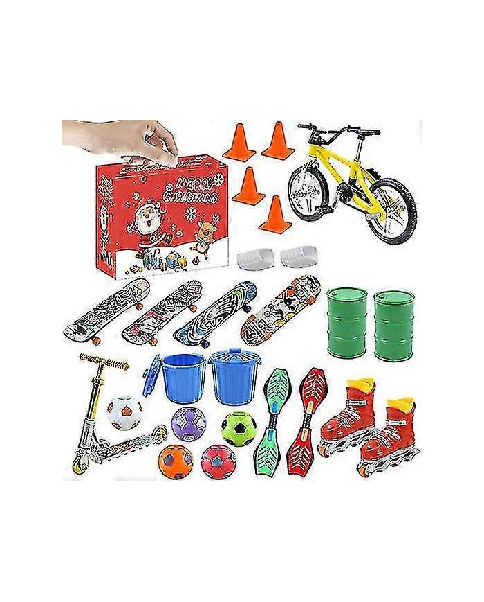 Mini Finger Skateboard Calendrier de l’Avent 24 jours Noël avec planche colorée pour enfants adolescents adultes