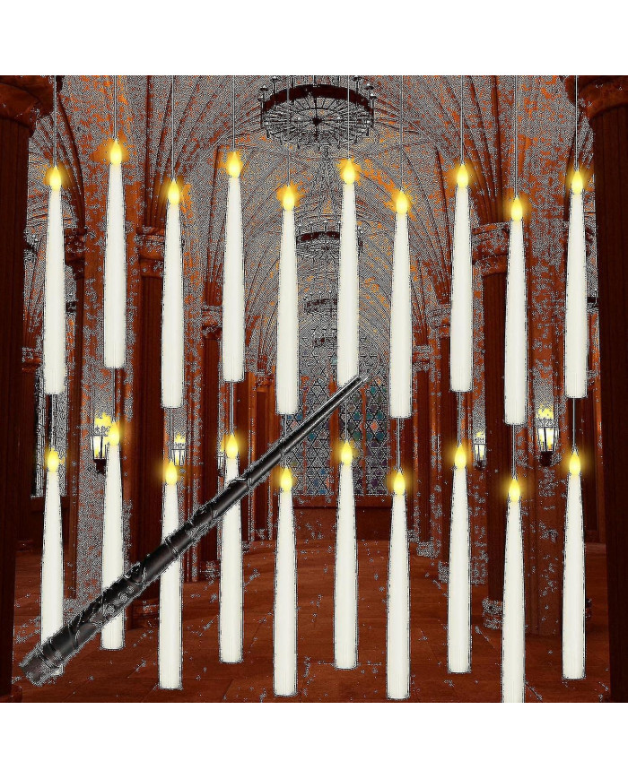 Décorations, 12pcs flottant led avec baguette à distance, bougies sans flamme suspendues, décor chaud vacillant