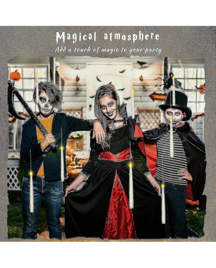 Décorations, 12pcs flottant led avec baguette à distance, bougies sans flamme suspendues, décor chaud vacillant