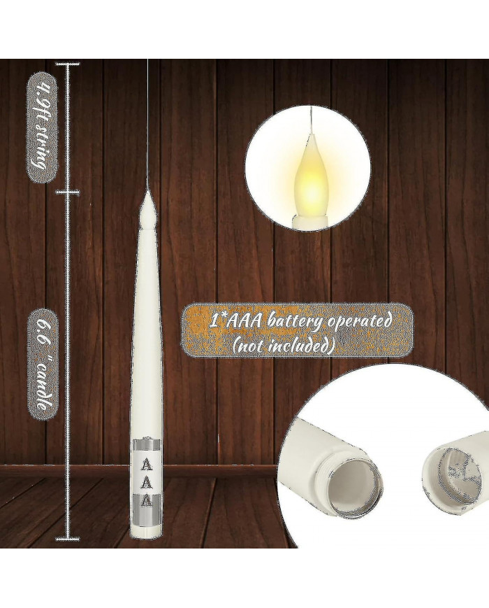 Décorations, 12pcs flottant led avec baguette à distance, bougies sans flamme suspendues, décor chaud vacillant