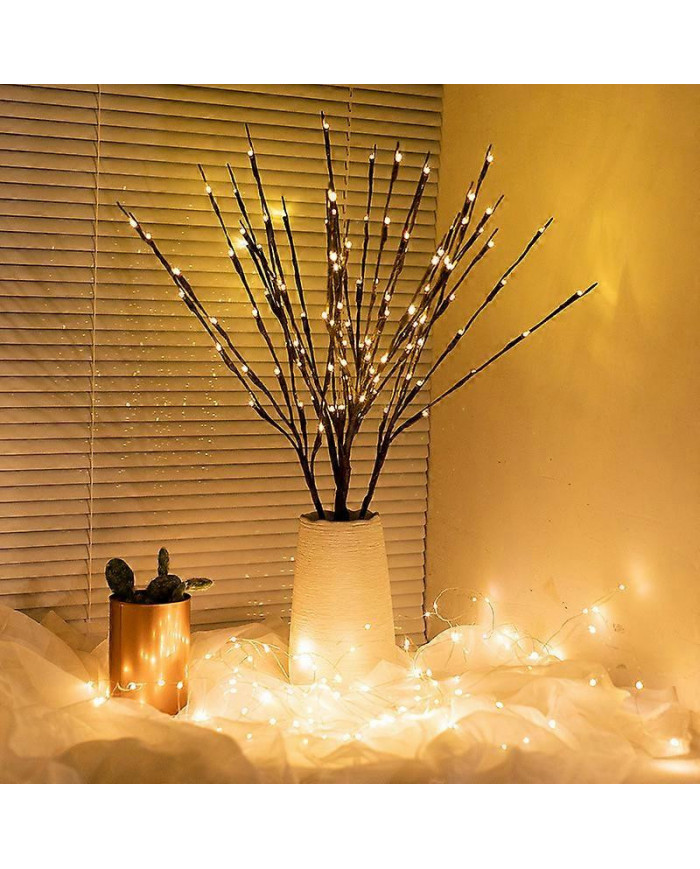 3pcs LED Lighted Willow Branches Lamp 60 Bulbs Artificial Flexible Twig Decoration