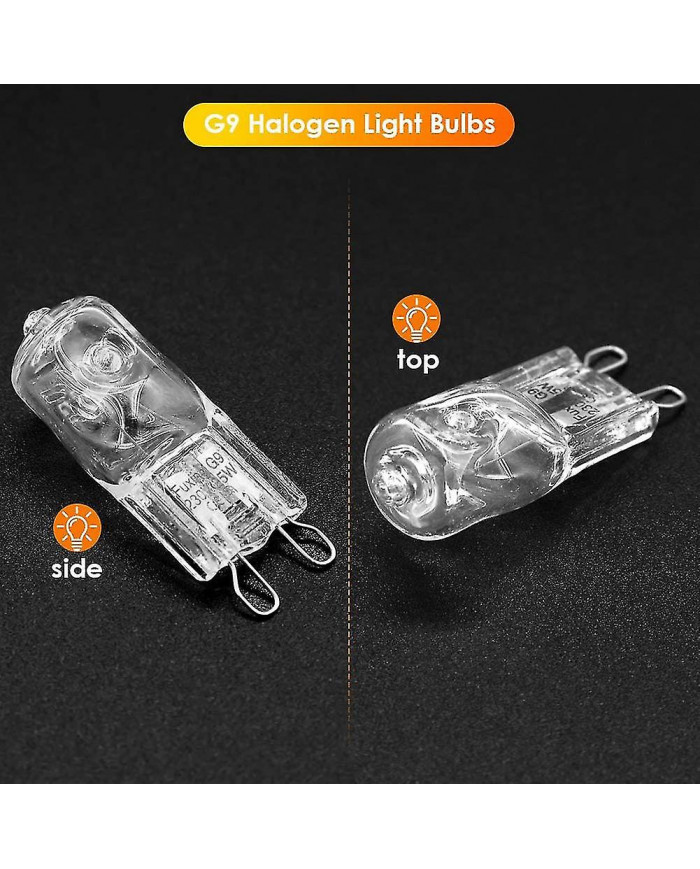 20pcs G9 Ampoules halogènes, 25w Clear Halogen Dimmable, blanc chaud 2800k pour lustres, pendentifs, l
