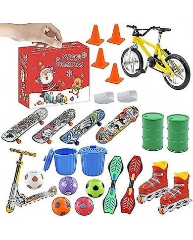 Mini Finger Skateboard Calendrier de l’Avent 24 jours Noël avec planche colorée pour enfants adolescents adultes