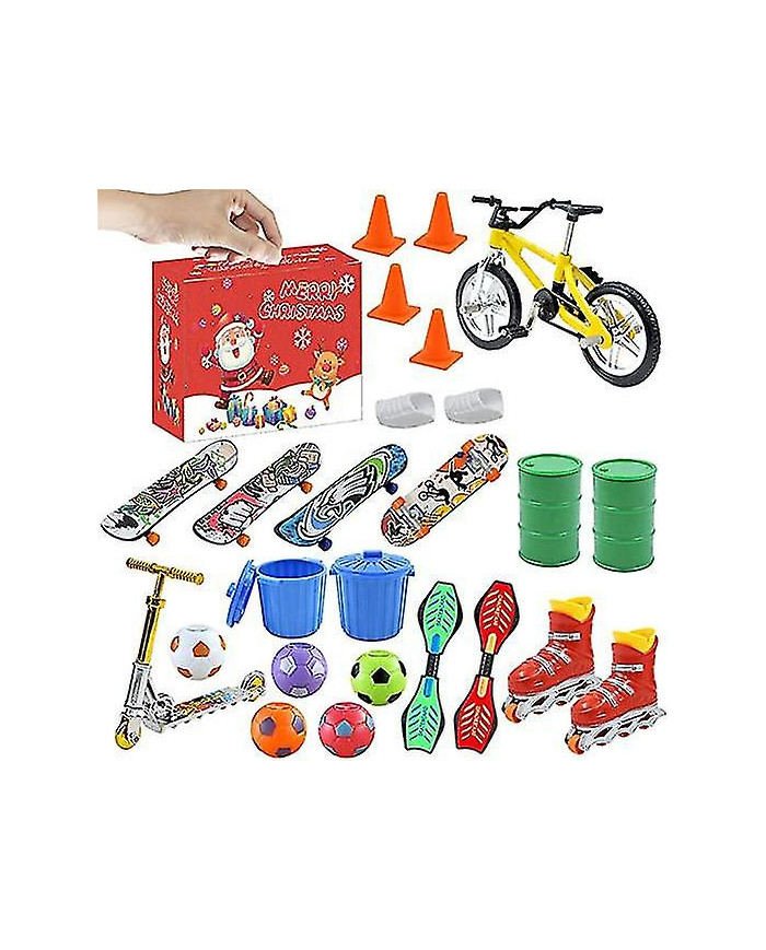 Mini Finger Skateboard Calendrier de l’Avent 24 jours Noël avec planche colorée pour enfants adolescents adultes