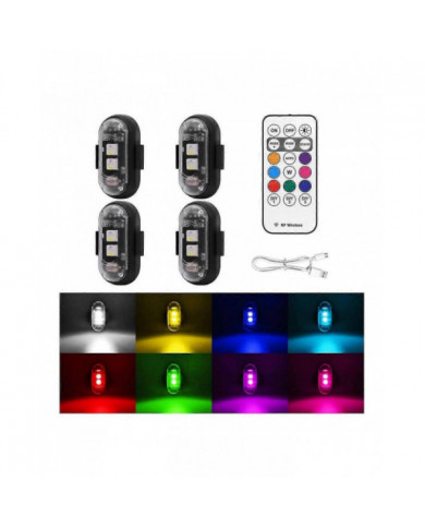 4PCS sans fil LED lumières stroboscopiques avec télécommande, 8 couleurs USB Charing étanche Lumières [...]