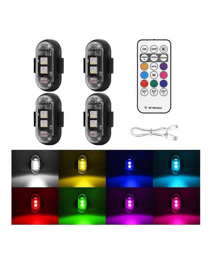 4PCS sans fil LED lumières stroboscopiques avec télécommande, 8 couleurs USB Charing étanche Lumières [...]
