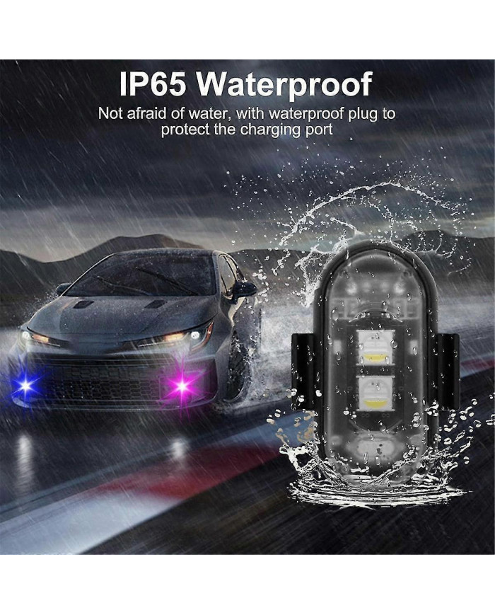 4PCS sans fil LED lumières stroboscopiques avec télécommande, 8 couleurs USB Charing étanche Lumières [...]