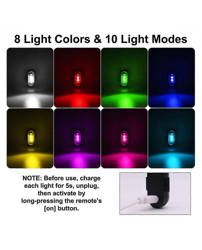 4PCS sans fil LED lumières stroboscopiques avec télécommande, 8 couleurs USB Charing étanche Lumières [...]