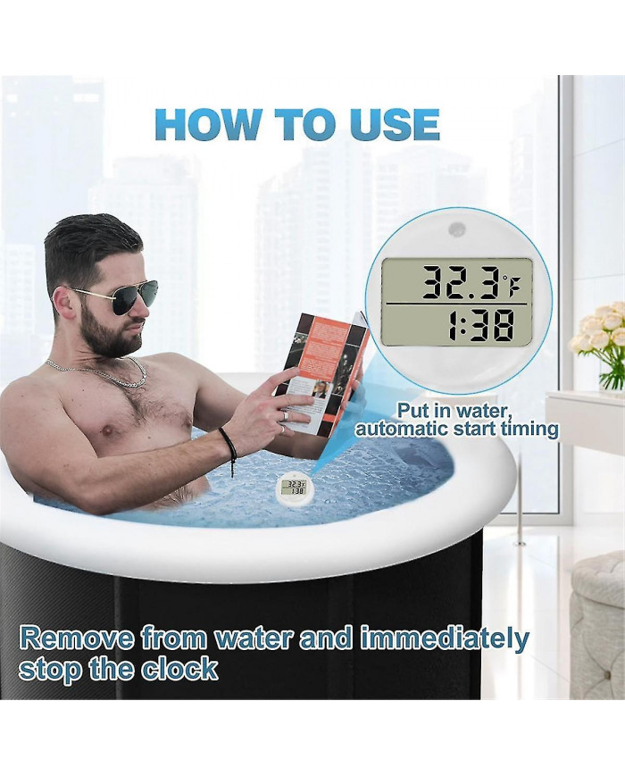 Thermomètre et minuterie de bain de glace, thermomètre à eau pour bain de glace, accessoires de bain de glace [...]
