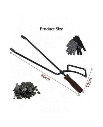Pinces à bois de chauffage, 40cm Heavy Duty Firewood Tongs Fireplace Accessoires Coutellerie Cheminée Anti-brûlure Fi