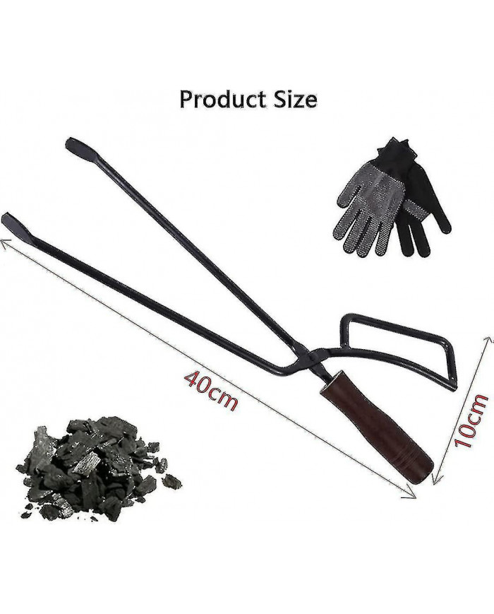 Pinces à bois de chauffage, 40cm Heavy Duty Firewood Tongs Fireplace Accessoires Coutellerie Cheminée Anti-brûlure Fi