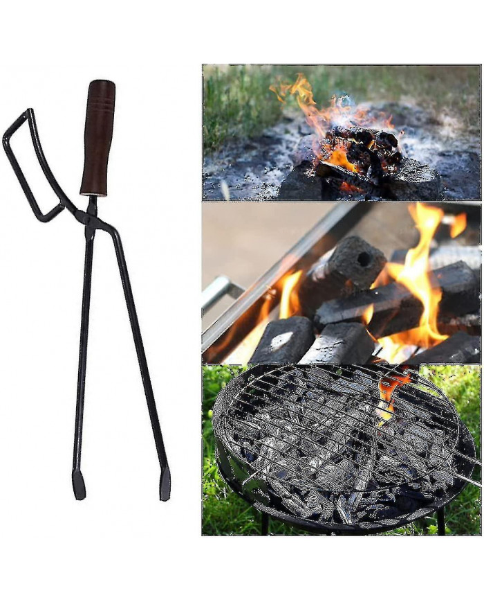 Pinces à bois de chauffage, 40cm Heavy Duty Firewood Tongs Fireplace Accessoires Coutellerie Cheminée Anti-brûlure Fi
