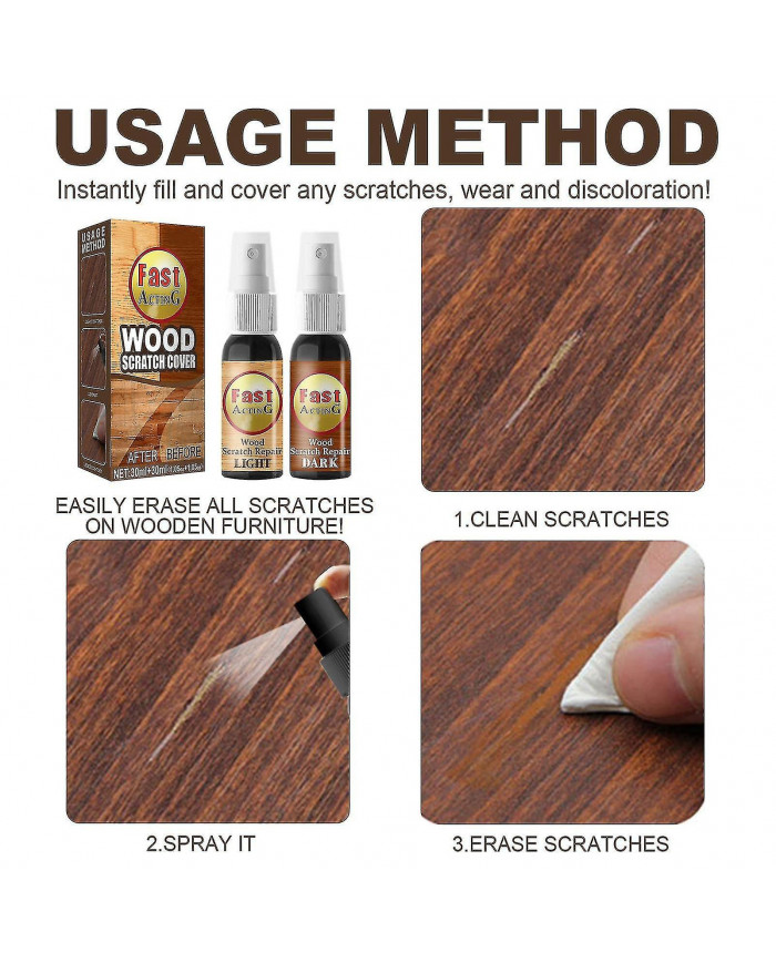 Bois décapant les rayures, enlèvement des rayures de parquet, spray de réparation de rayures à action rapide pour [...]