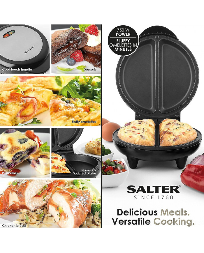 EK2716 Cuiseur à oeufs double double avec plaques antiadhésives, multicuiseur électrique à remplissage profond, [...]