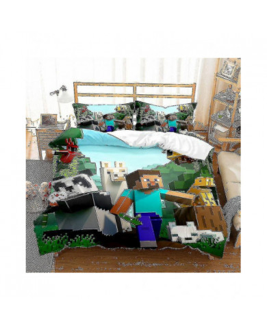 Série Minecraft Housse de couette trois pièces poncée deux pièces Set_h