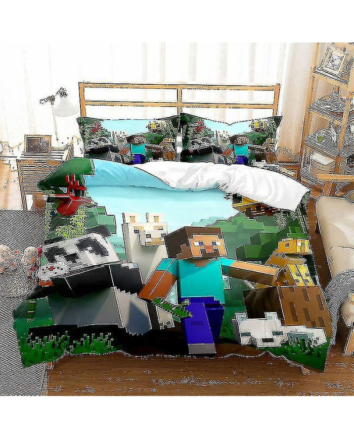 Série Minecraft Housse de couette trois pièces poncée deux pièces Set_h