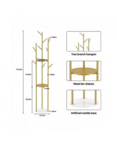 Heavy Duty Marble Coat Rack Stand Tall Tree Clothes Rail Hanger