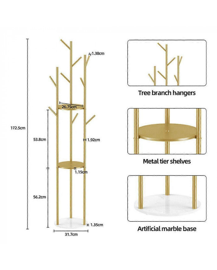 Heavy Duty Marble Coat Rack Stand Tall Tree Clothes Rail Hanger