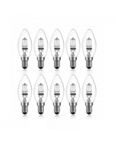 42w E14 C35 Dimmable Ampoule halogène Ac 220-240V Blanc chaud 2700k E14 Ampoule halogène transparente (10pcs)