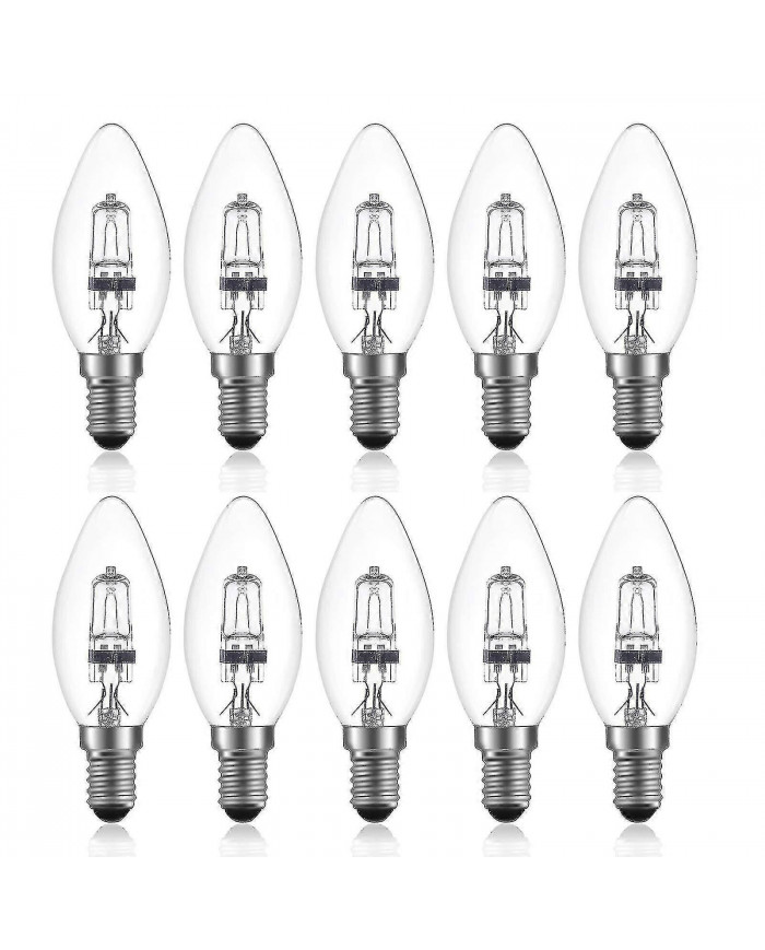 42w E14 C35 Dimmable Ampoule halogène Ac 220-240V Blanc chaud 2700k E14 Ampoule halogène transparente (10pcs)