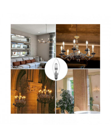 42w E14 C35 Dimmable Ampoule halogène Ac 220-240V Blanc chaud 2700k E14 Ampoule halogène transparente (10pcs)