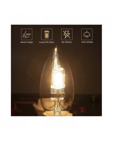 42w E14 C35 Dimmable Ampoule halogène Ac 220-240V Blanc chaud 2700k E14 Ampoule halogène transparente (10pcs)