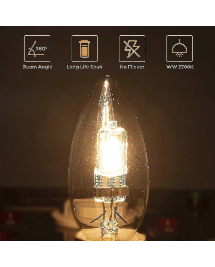 42w E14 C35 Dimmable Ampoule halogène Ac 220-240V Blanc chaud 2700k E14 Ampoule halogène transparente (10pcs)