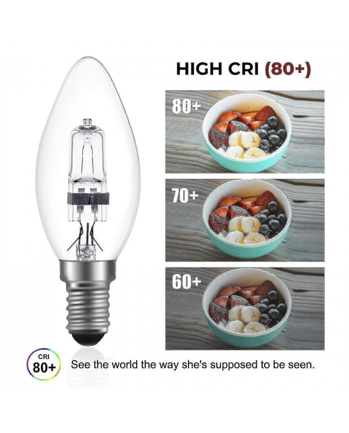 42w E14 C35 Dimmable Ampoule halogène Ac 220-240V Blanc chaud 2700k E14 Ampoule halogène transparente (10pcs)