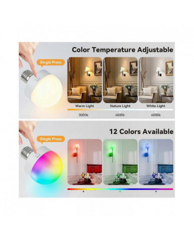 Ampoules rechargeables avec télécommande - Ampoule à piles E26 pour applique murale non câblée