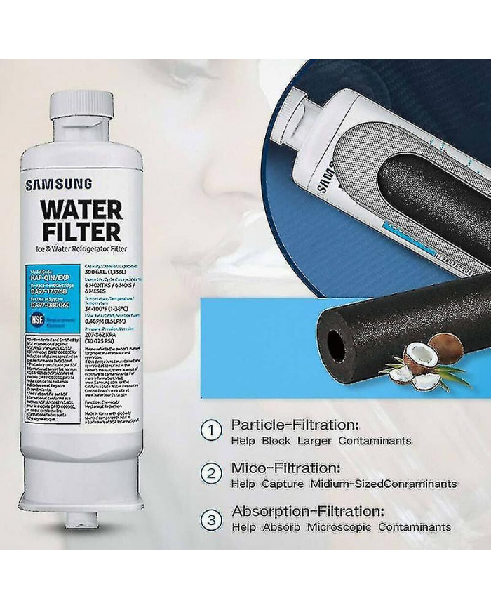 Pack de 3 filtres à eau de réfrigérateur pour Samsung Da97-17376b Haf-qin Da97-08006c Quality-mxbc