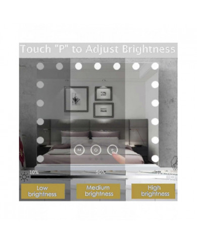 70 x 55 cmHollywood miroir de courtoisie avec lumière 3 couleurs 14 ampoules led dimmables, grand miroir [...]