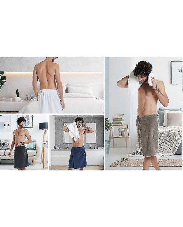 Paréo De Sauna Pour Hommes En Coton Serviette De Plage Serviette De Bain Portable Avec Poche Velcro