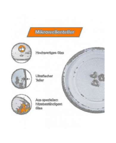Plaque de verre de plateau tournant universel à micro-ondes avec 3 luminaires, 245 mm