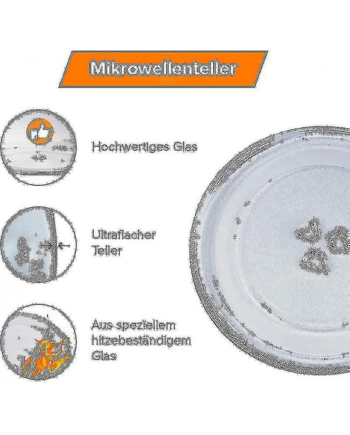 Plaque de verre de plateau tournant universel à micro-ondes avec 3 luminaires, 245 mm