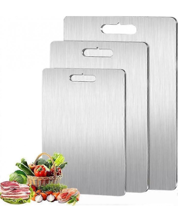 Planche à découper en acier inoxydable double face Planche à découper de fruits domestiques de qualité alimentaire [...]