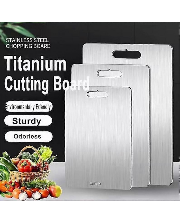 Planche à découper en acier inoxydable double face Planche à découper de fruits domestiques de qualité alimentaire [...]