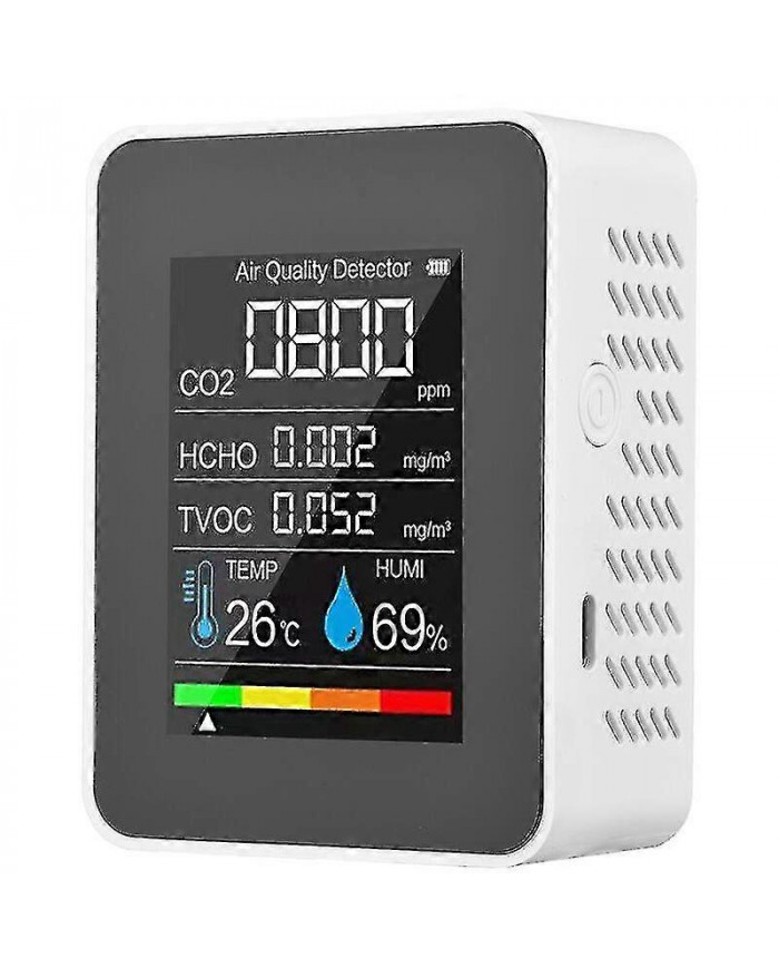 Détecteur de gaz cinq en un avec écran couleur à écran numérique LCD Détecteur de dioxyde de carbone (batterie [...]