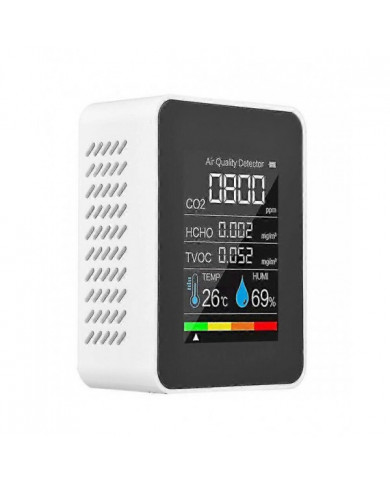 Détecteur de gaz cinq en un avec écran couleur à écran numérique LCD Détecteur de dioxyde de carbone (batterie [...]