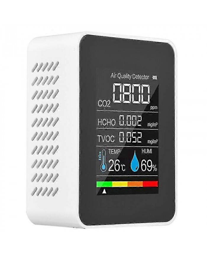 Détecteur de gaz cinq en un avec écran couleur à écran numérique LCD Détecteur de dioxyde de carbone (batterie [...]