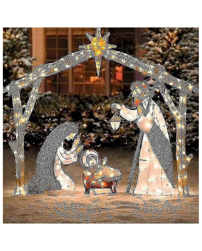 Kongque - Crèche extérieure éclairée, décoration de cour de Noël Sainte Famille, ensembles de nativité pour Noël [...]