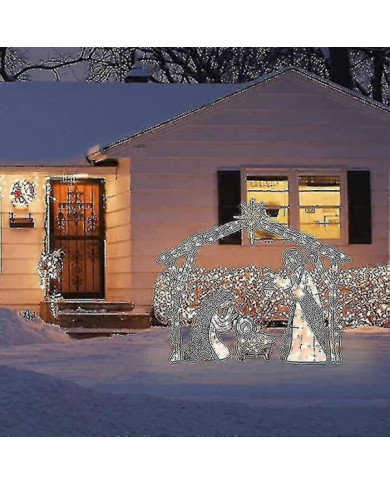 Kongque - Crèche extérieure éclairée, décoration de cour de Noël Sainte Famille, ensembles de nativité pour Noël [...]