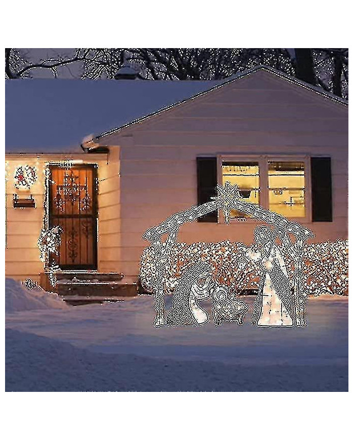 Kongque - Crèche extérieure éclairée, décoration de cour de Noël Sainte Famille, ensembles de nativité pour Noël [...]